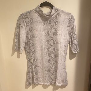 Bohme Snake Print Mock Neck Short Sleeve Top